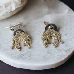 Luxury “resting” Gold Panther Earrings