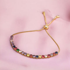 Multi-Colored Rhinestones Adjustable Bracelet