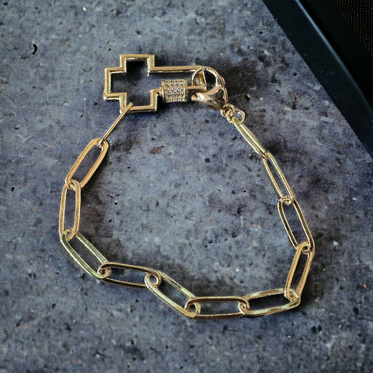 Gold Cross Link Bracelet