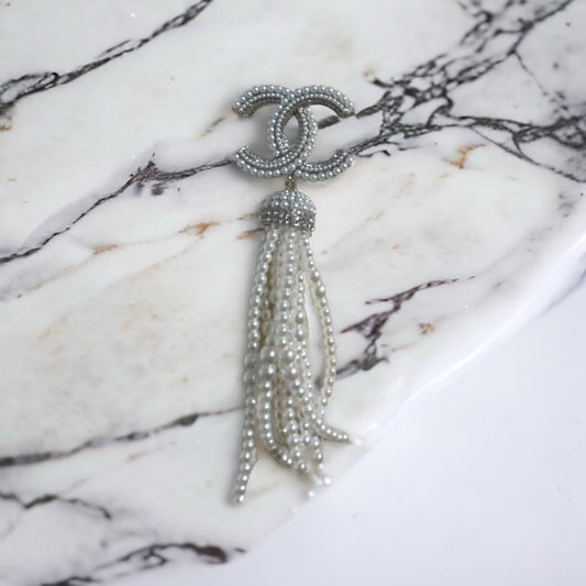 CC Tassel Pearl Brooch