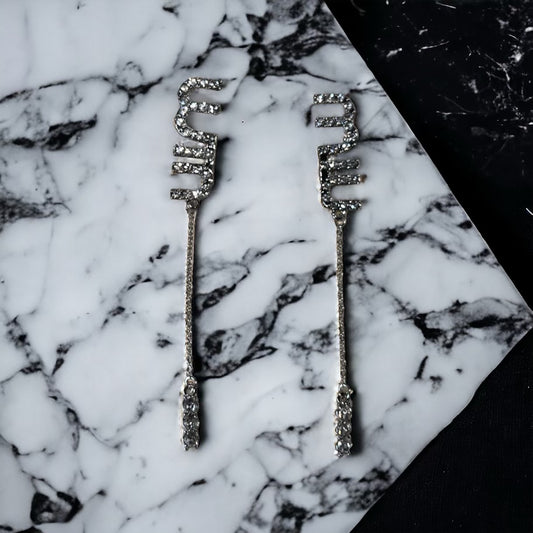 Luxury “mm” Needle Drop Earrings