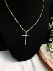 Men’s Cross Pendant Necklace With Rope Chain