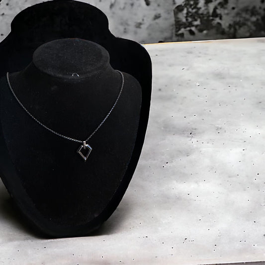 Men’s All Black Diamond Shaped Pendant Necklace