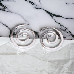 Spiral Hoop Earrings (White/Silver)